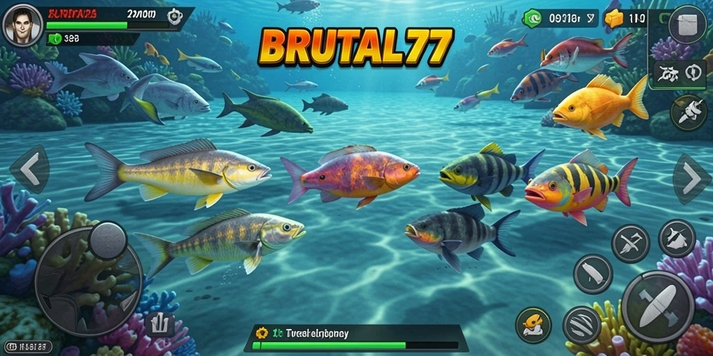 Gameplay menarik dengan aksi tembak ikan di BRUTAL77.