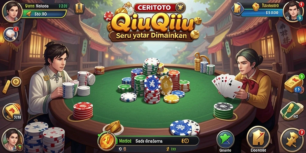 Tampilan gameplay seru dalam CERITOTO saat bermain QiuQiu.