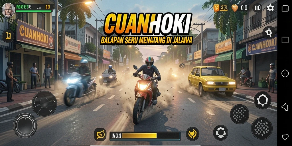 Gameplay menegangkan dalam balapan cepat di CUANHOKI.