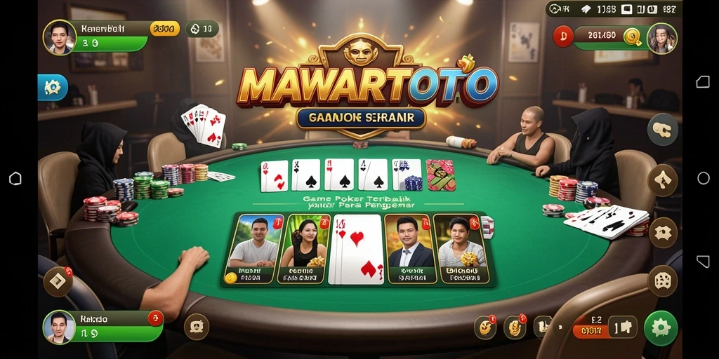 Tampilan layar permainan poker yang seru di MAWARTOTO.