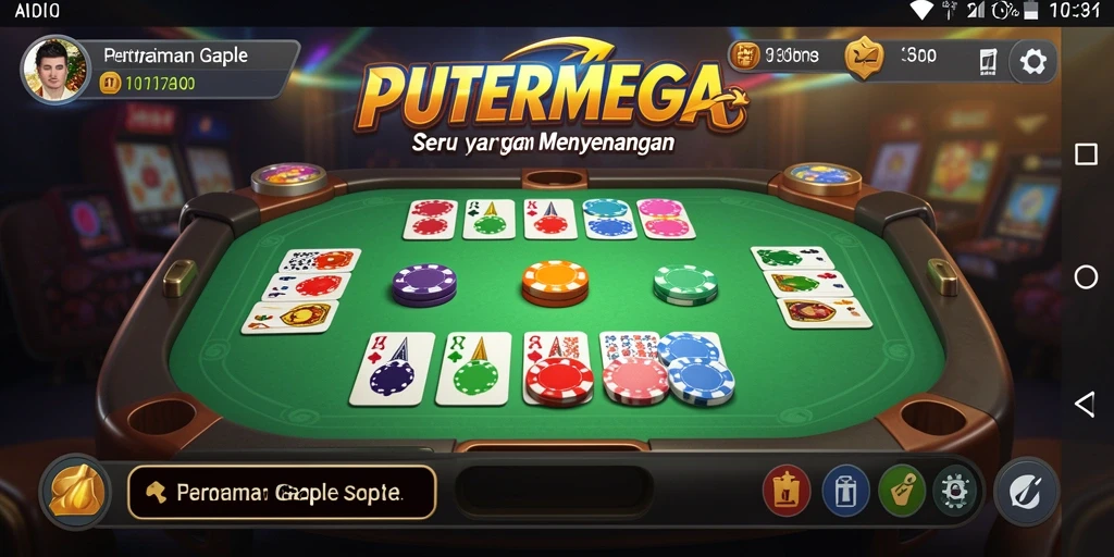 Screenshot gameplay PUTERMEGA dengan pemain yang sedang seru bermain Gaple.
