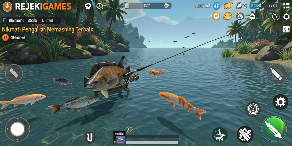 Tangkapan ikan epik dalam REJEKIGAMES, menampilkan suasana memancing yang luar biasa.