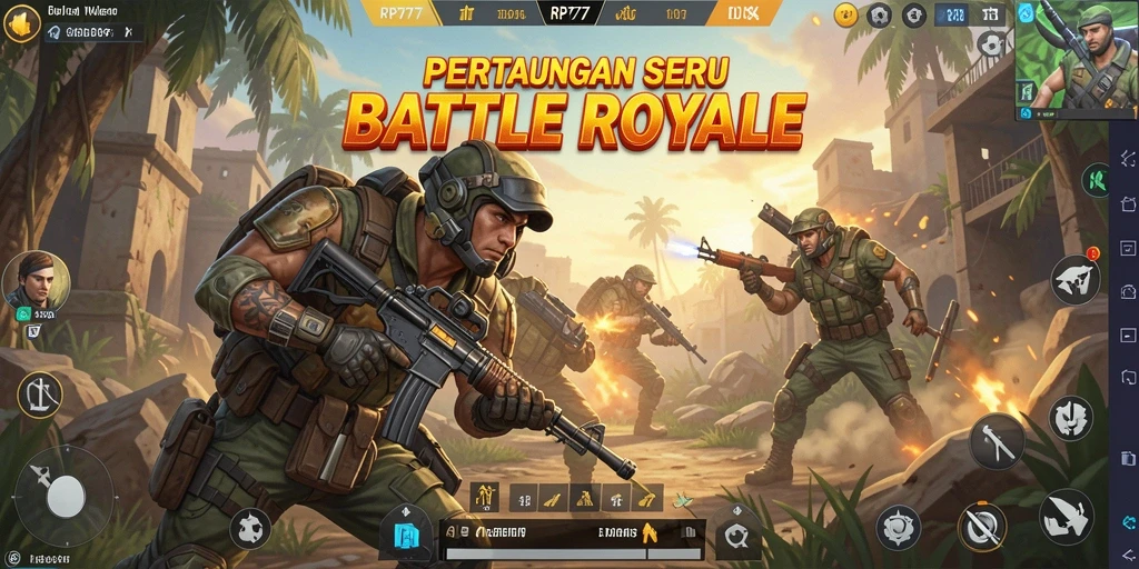 Tampilan mendebarkan dari gameplay Battle Royale RP777 yang penuh aksi.