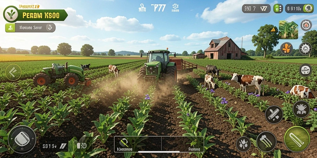 Tangkapan layar gameplay SPY77 menunjukkan aktivitas bertani yang seru dan realistik.