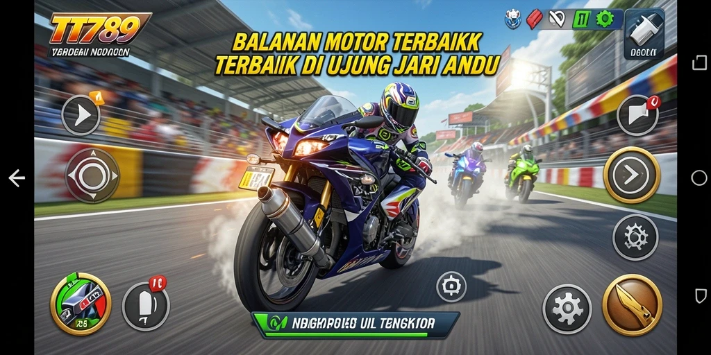 Screenshot gameplay TT789 menampilkan aksi balapan motor yang mendebarkan.